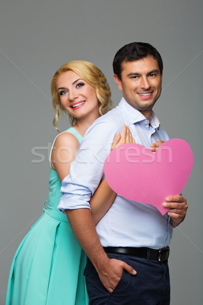 Foto stock: Belo · casal · rosa · coração