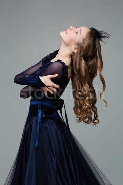 Gyönyörű tini bálterem táncos profil tinédzser Stock fotó © svetography