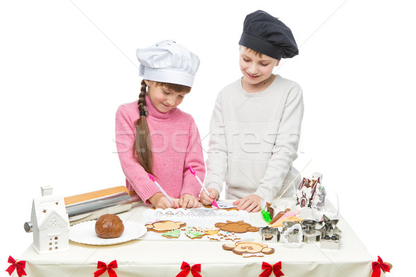 Children making christmas cookies Stock photo © svetography