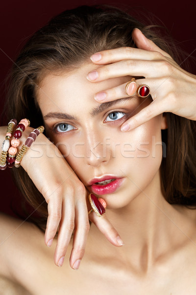 beautiful girl with natural makeup and long hair Stock photo © svetography