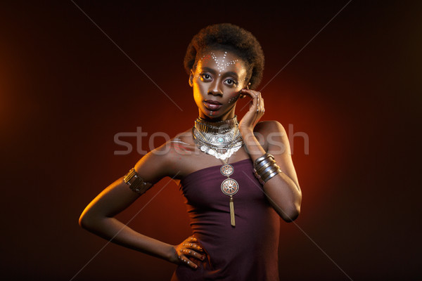 красивой афро девушки кожи металл Сток-фото © svetography