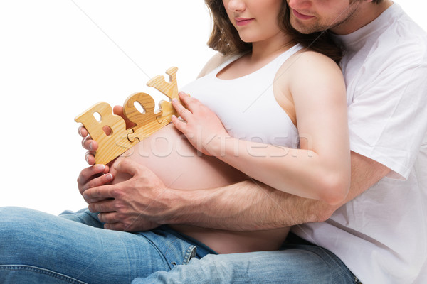 Para baby szczęśliwy młodych ciąży Zdjęcia stock © svetography