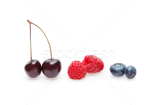blueberry, cherry and raspberry berries isolated on white background Stock photo © svetography