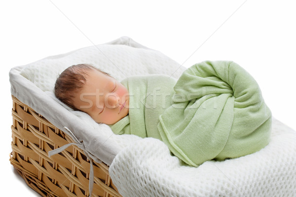 Schlafen Neu Geboren Baby Liebenswert Junge Legen