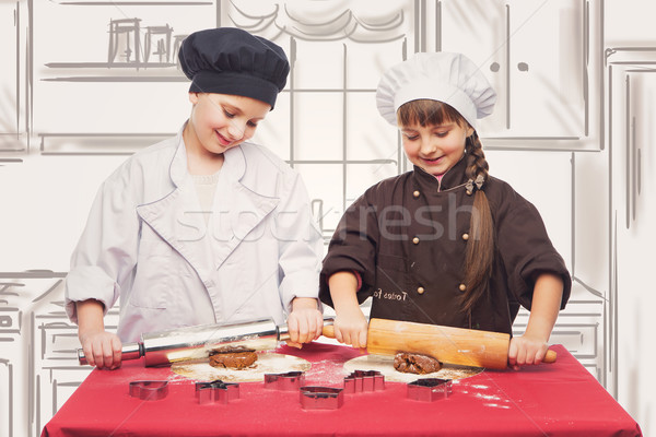 Children making christmas gingerbread Stock photo © svetography