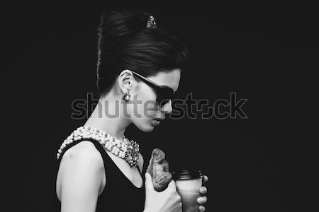 beautiful young woman with dark makeup Stock photo © svetography