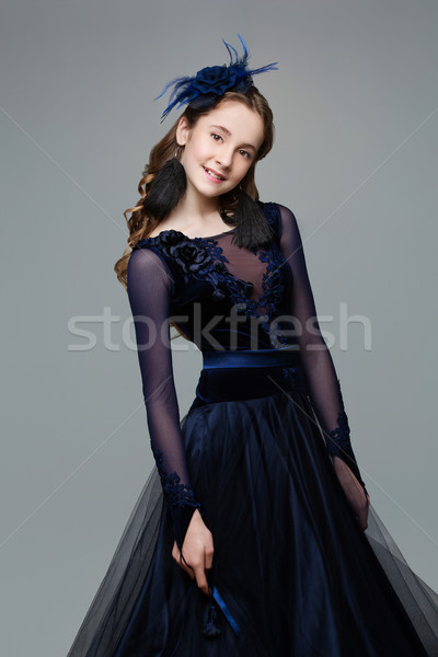 Gyönyörű tini bálterem táncos tinédzser hosszú Stock fotó © svetography