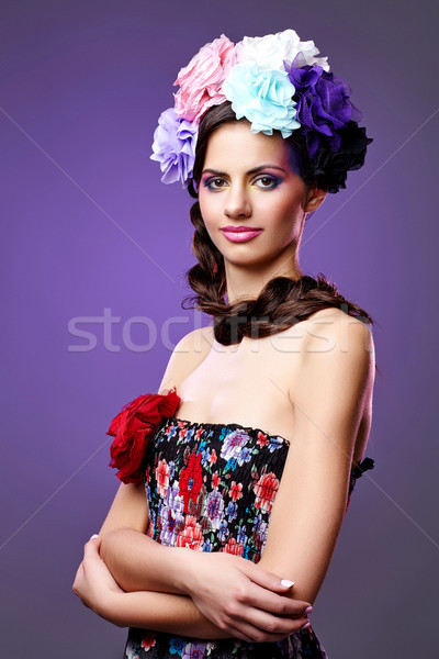 beautiful girl with purple makeup Stock photo © svetography