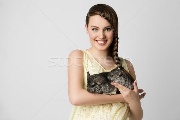 Meisje mooie tienermeisje twee exemplaar ruimte Stockfoto © svetography
