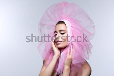 Beautiful girl in crystal crown and veil Stock photo © svetography