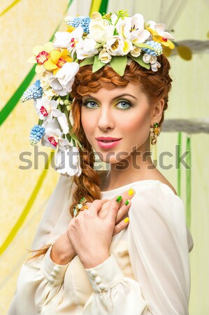 beautiful girl with braids hairstyle Stock photo © svetography