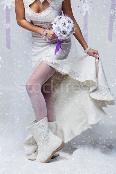 Bride in wool boots Stock photo © svetography