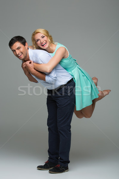 Belo feliz casal jovem loiro Foto stock © svetography