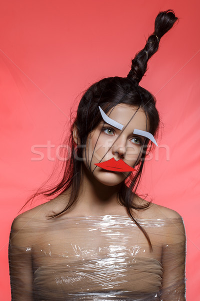 Beautiful girl with applique on face Stock photo © svetography