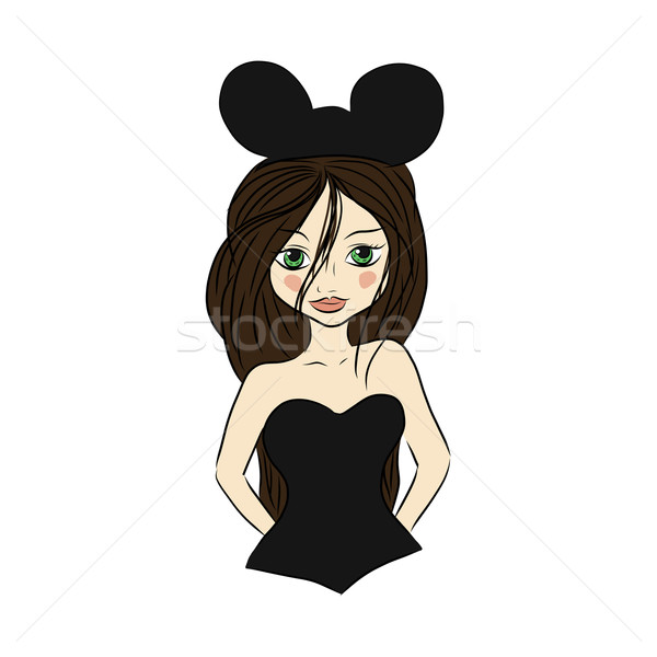 Cute girl in mouse ear hat Stock photo © svetography