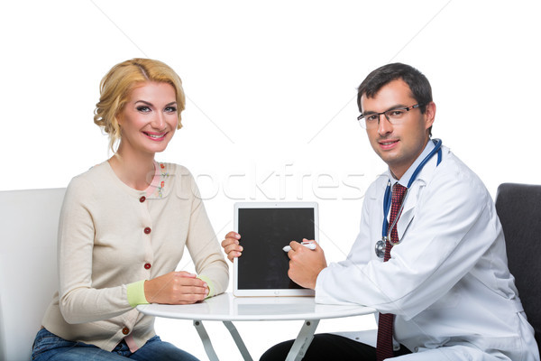 Kadın doktor randevu yakışıklı beyaz kat Stok fotoğraf © svetography