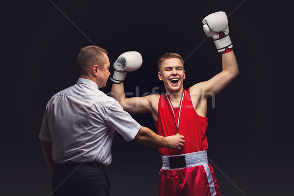 Stockfoto: Boksen · arbiter · medaille · jonge · bokser · teen