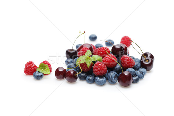 blueberry, cherry and raspberry berries isolated on white background Stock photo © svetography