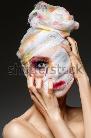 girl with heavy makeup and bandage on head Stock photo © svetography
