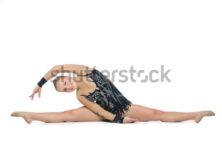 Gimnastyk dziewczyna posiedzenia piękna kostium Zdjęcia stock © svetography