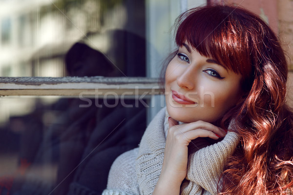 [[stock_photo]]: Belle · fille · extérieur · campagne · belle · jeune · femme · longtemps