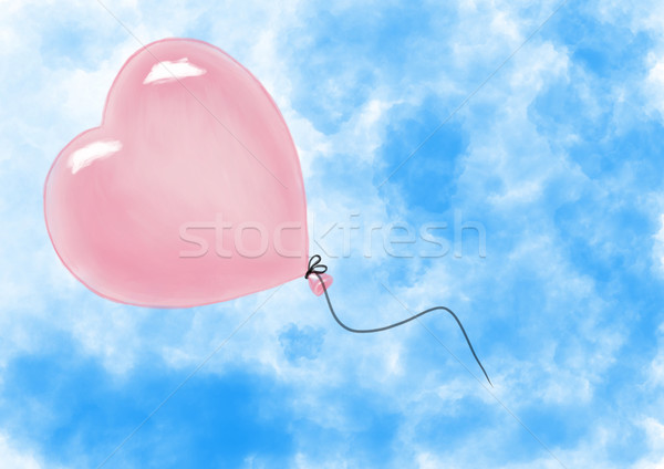 Heart shape air ballon flying in sky Stock photo © svetography