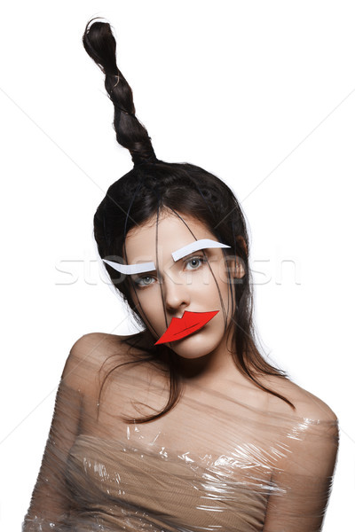 Beautiful girl with applique on face Stock photo © svetography