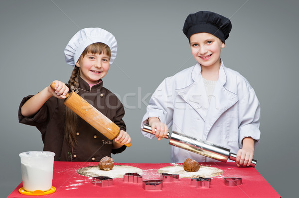 Children making christmas gingerbread Stock photo © svetography