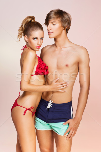 Piękna para młoda kobieta bikini przystojny chłopak Zdjęcia stock © svetography
