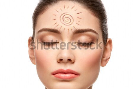 Nina crema sol forma dibujo pecho Foto stock © svetography