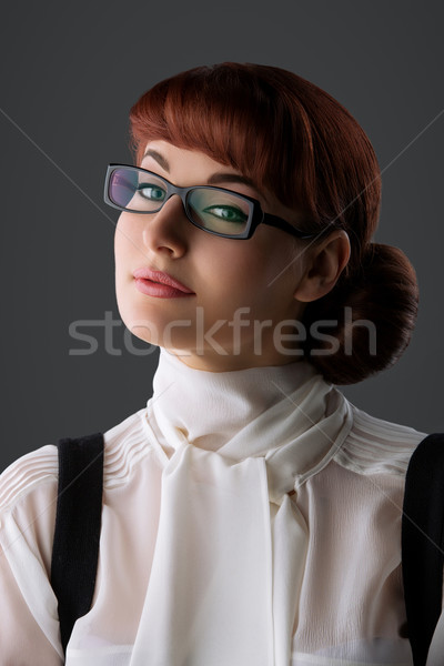 красивой очки белая блузка серый Сток-фото © svetography