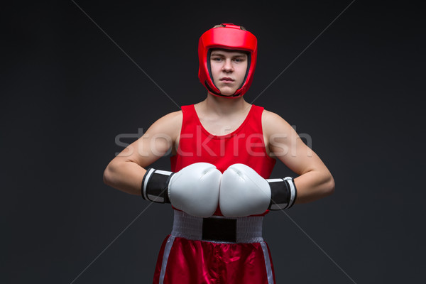 Stock photo: Young boxer winner