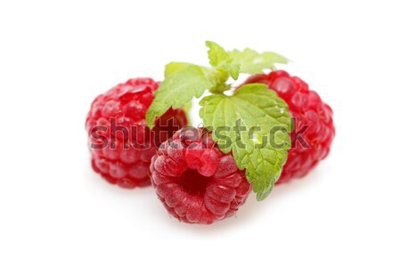 Stock photo: raspberry berries isolated on white