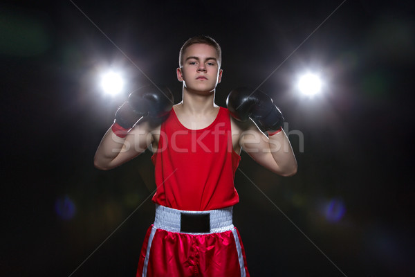Young boxer in red form Stock photo © svetography
