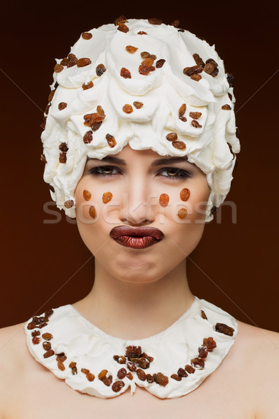 Gyönyörű modell szeplők megszégyenített nő portré Stock fotó © svetography