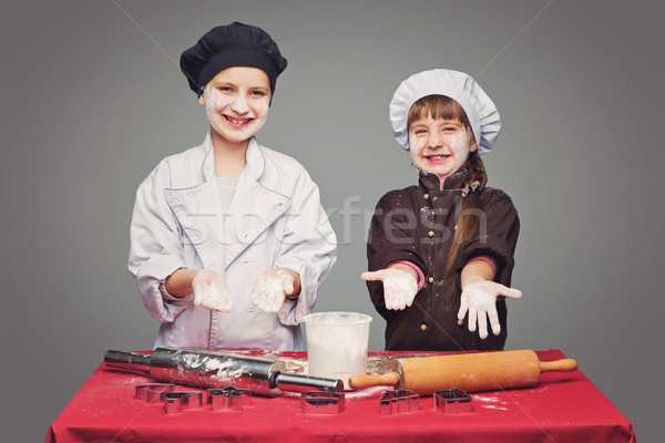 Children making christmas gingerbread Stock photo © svetography