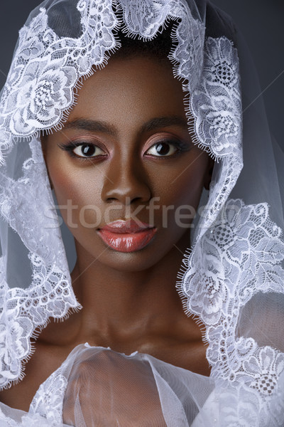 Beautiful black skin bride Stock photo © svetography