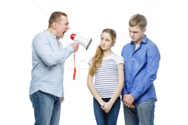 Father screaming at teenage children Stock photo © svetography
