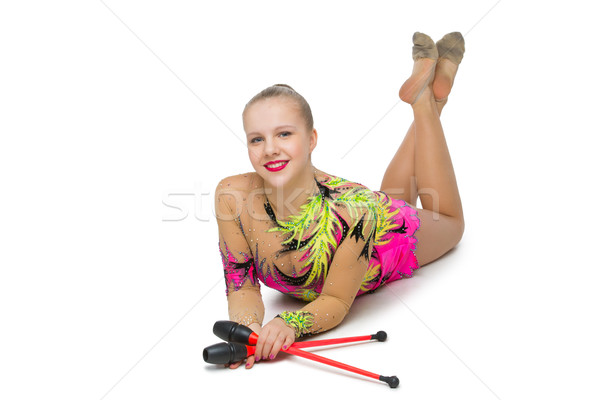 Güzel jimnastikçi kız sarışın genç Stok fotoğraf © svetography