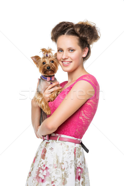 Nina perro hermosa jóvenes superior Foto stock © svetography