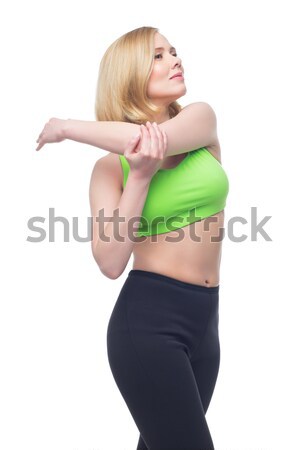 Beautiful middle aged woman doing sport exercise Stock photo © svetography