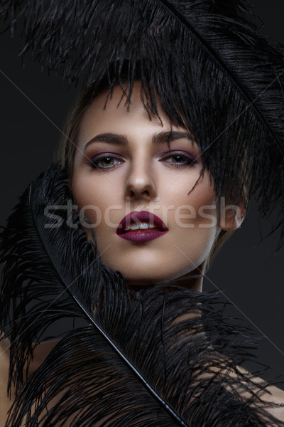 Foto stock: Hermosa · niña · negro · hermosa · jóvenes · dama