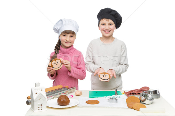 Stockfoto: Kinderen · christmas · cookies · mooie · jongen