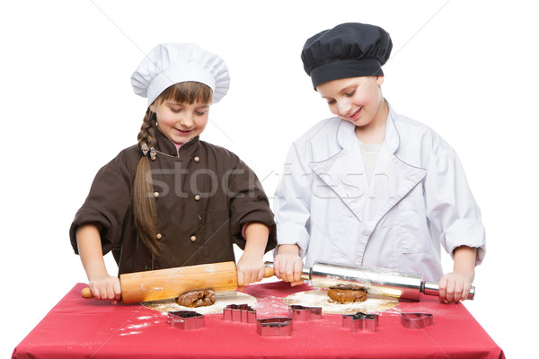 Stock photo: Children making christmas gingerbread