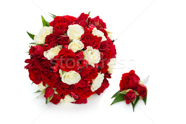 Buket kırmızı beyaz güller güzel Stok fotoğraf © svetography