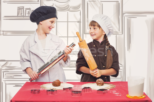 Children making christmas gingerbread Stock photo © svetography