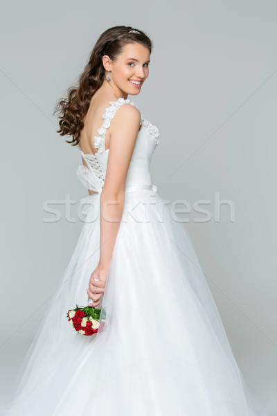 Stock fotó: Gyönyörű · fiatal · menyasszony · lány · boldog · piros