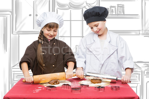 Children making christmas gingerbread Stock photo © svetography