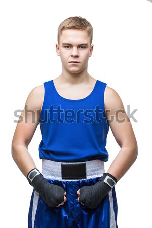 Jungen Boxer Sportler blau Sport Anzug Stock foto © svetography