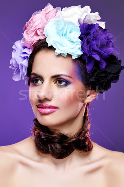 Güzel kız mor makyaj güzel genç kadın göz Stok fotoğraf © svetography